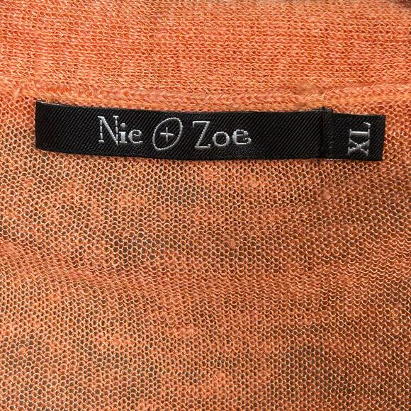 Nic+Zoe cardigan XL linen orange melon spring summer cascade feminine open - Picture 10 of 10